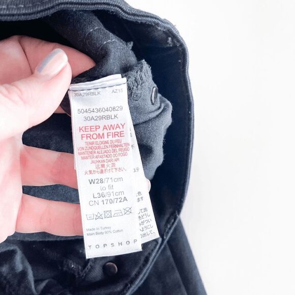 Topshop Womens Pure Black Jamie Denim Jeans High Rise Tall Size 28 - Picture 6 of 10